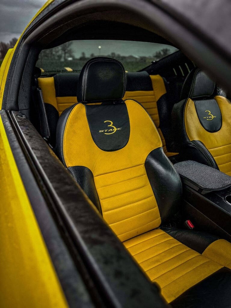 "Bumblebee" yellow Ford Mustang interior shot 