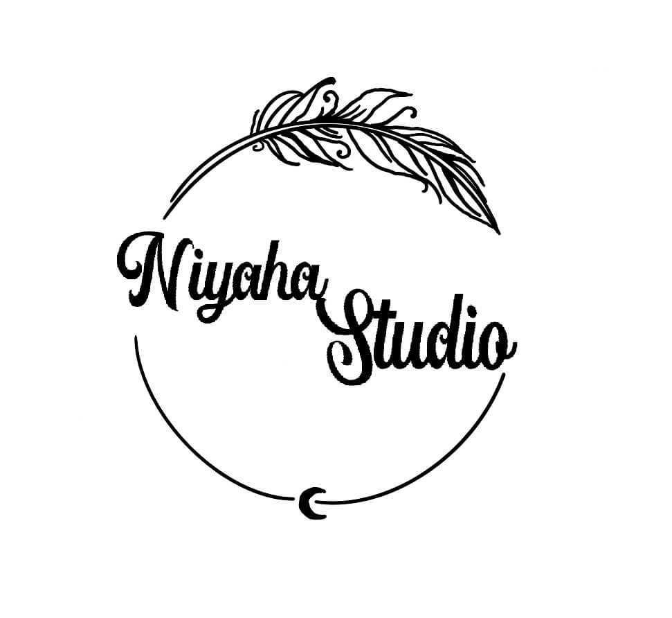 Niyaha Studio logo with moon and feather